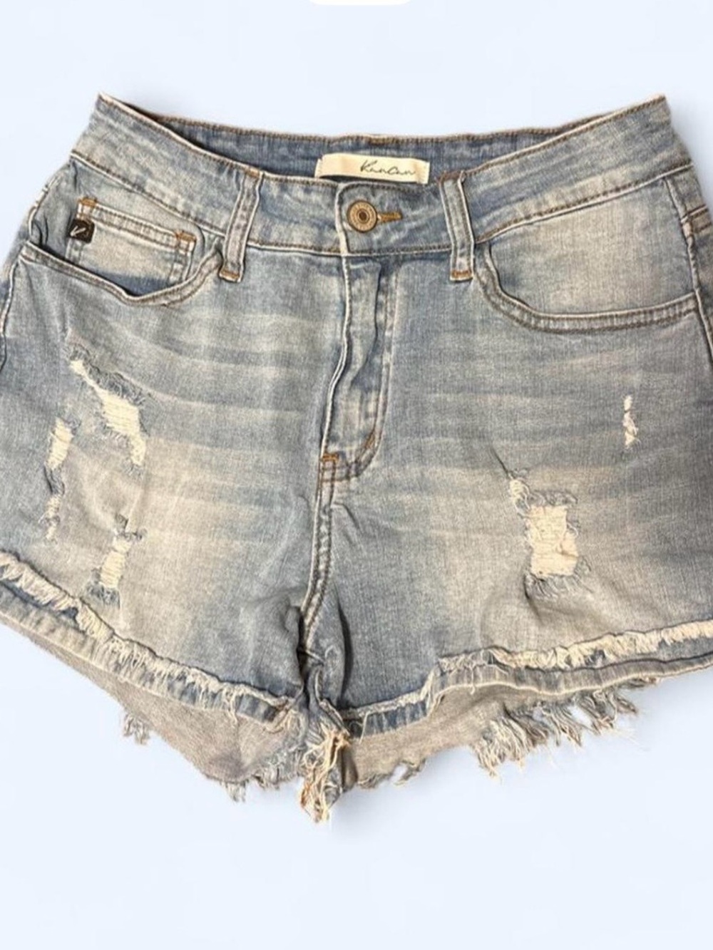 KanCan Washed Light Blue Distressed Denim Cutoff Shorts